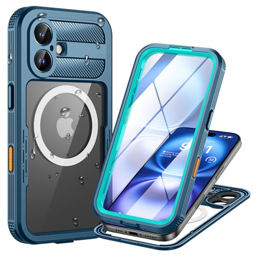 Lanhiem für iPhone 16 Hülle Wasserdicht,Handyhülle für iPhone 16 IP68 Wasserfest Schutzhülle mit Magsafe,360 Outdoor Case Stoßfest Staubdicht Panzerhülle mit Kameraschutz/Displayschutz,Blau Lanhiem für iPhone 16 Hülle Wasserdicht,Handyhülle für iPhone 16 IP68 Wasserfest Schutzhülle mit Magsafe,360 Outdoor Case Stoßfest Staubdicht Panzerhülle mit Kameraschutz/Displayschutz,Blau von Lanhiem