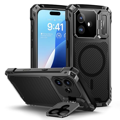 Lanhiem für iPhone 16 Plus Hülle Magnetisch Metall Handyhülle mit Kameraschutz Ständer Robust Stoßfest Ganzkörper Militärstandard Schutzhülle Heavy Duty Case mit Eingebautem Displayschutz, Schwarz Lanhiem für iPhone 16 Plus Hülle Magnetisch Metall Handyhülle mit Kameraschutz Ständer Robust Stoßfest Ganzkörper Militärstandard Schutzhülle Heavy Duty Case mit Eingebautem Displayschutz, Schwarz von Lanhiem