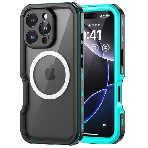 Lanhiem für iPhone 16 Pro Hülle, IP68 Wasserdicht [Kompatibel mit Magsafe] Handyhülle iPhone 16 Pro Magnetisch Case 360 Grad Panzerhülle Outdoor Stoßfest Schutzhülle Cover mit Displayschutz, Blau von Lanhiem
