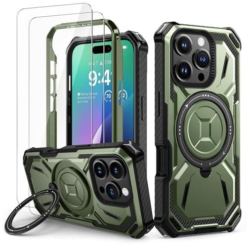 Lanhiem für iPhone 16 Pro Hülle mit 2 Stück Schutzfolie, 360° Ring Ständer Schutzhülle, Militärischer Stoßfest Handyhülle für iPhone 16 Pro Case, Grün Lanhiem für iPhone 16 Pro Hülle mit 2 Stück Schutzfolie, 360° Ring Ständer Schutzhülle, Militärischer Stoßfest Handyhülle für iPhone 16 Pro Case, Grün von Lanhiem