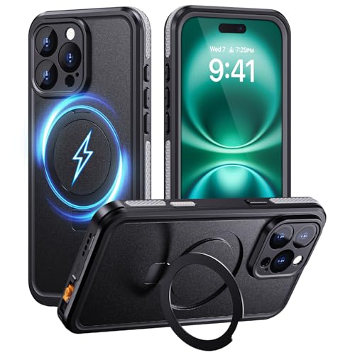 Lanhiem für iPhone 16 Pro Hülle mit Mag-Safe Ständer IP68 Wasserdicht Handyhülle iPhone 16 Pro Ringhalter Case 360 Grad Ganzkörper Stoßfest Outdoor Panzerhülle mit Displayschutz, Schwarz Lanhiem für iPhone 16 Pro Hülle mit Mag-Safe Ständer IP68 Wasserdicht Handyhülle iPhone 16 Pro Ringhalter Case 360 Grad Ganzkörper Stoßfest Outdoor Panzerhülle mit Displayschutz, Schwarz von Lanhiem