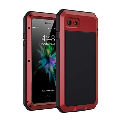 Lanhiem für iPhone SE 2022 / SE 2020 Hülle, iPhone 8 Hülle 360 Grad Outdoor Schutzhülle Stoßfest Tough Armor Metall Panzerhülle Heavy Duty iPhone 7 Handyhülle mit Schutzfolie, Rot Lanhiem für iPhone SE 2022 / SE 2020 Hülle, iPhone 8 Hülle 360 Grad Outdoor Schutzhülle Stoßfest Tough Armor Metall Panzerhülle Heavy Duty iPhone 7 Handyhülle mit Schutzfolie, Rot von Lanhiem