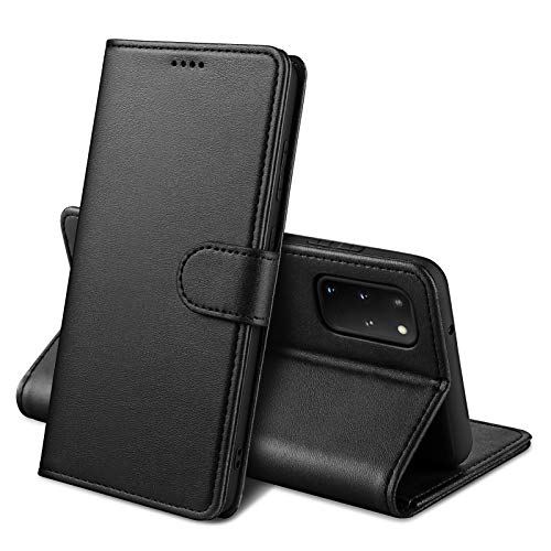 Lanhiem kompatibel mit Samsung Galaxy S20 Hülle, Handyhülle Samsung S20 Leder Flip Case Klappbar Ständer PU Brieftasche Schutzhülle mit Magnetisch Kartenfach Standfunktion, Schwarz von Lanhiem