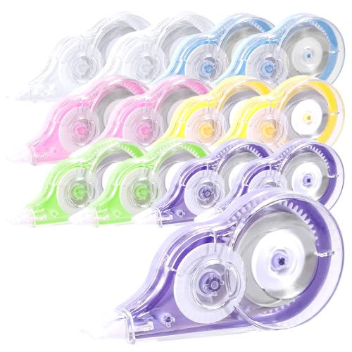 12 Stück Korrekturroller Maus, 5 mm x 12 m Korrekturmaus mit Schutzkappe Korrekturbänder Korrekturband Set Schreibwaren für Schüler Lehrer Büro Zuhause (6 Farben) von Lanjue