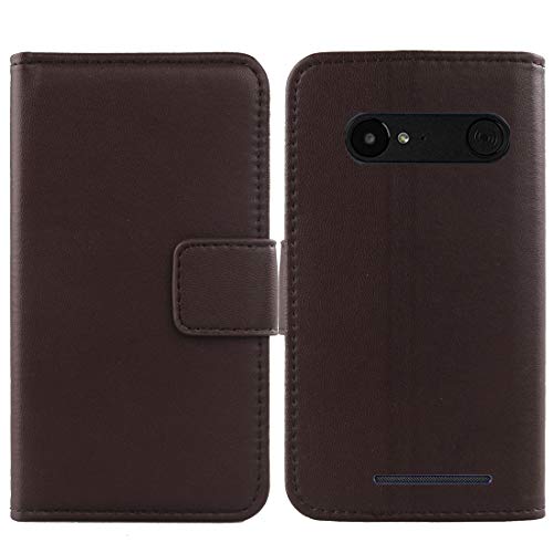 Lankashi Echtleder Flip Brief Tasche Case Schütz Hülle Doro Liberto 8035 Echt Leder Handy Abdeckung TPU Silikon Schale Premium Book Style Wallet Cover Etui Schutztasche (Dark Braun) von Lankashi