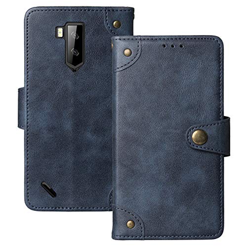 Lankashi Flip Brief Tasche Case Schütz Hülle Für Ulefone Armor X3 / X5 / X5 Pro 5.5" Echt Leder Schale Stand Handy Abdeckung Premium Wallet Cover Etui Handyhülle Schutzhülle (Blau) von Lankashi
