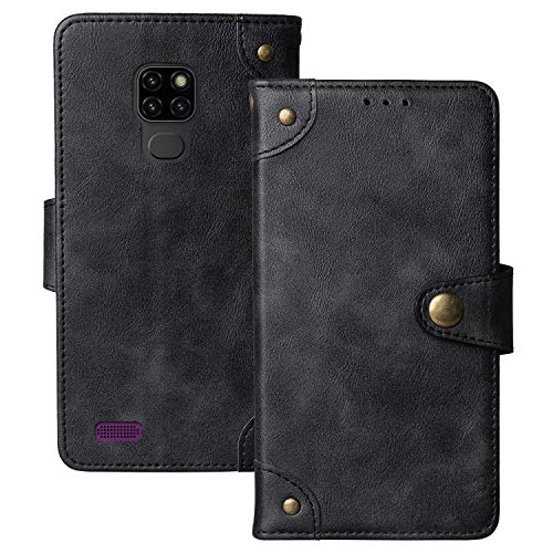 Lankashi Flip Brief Tasche Case Schütz Hülle Für Vernee M7 6.1" Echt Leder TPU Silikon Schale Stand Handy Abdeckung Premium Wallet Cover Etui Handyhülle Schutzhülle (Schwarz) von Lankashi