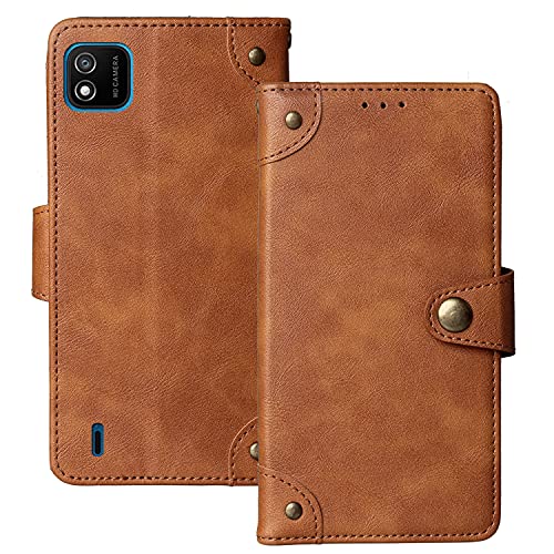 Lankashi Flip Brief Tasche Case Schütz Hülle Für Wiko Y62 / Y62 Plus 6.1" Echt Leder TPU Silikon Schale Stand Handy Abdeckung Premium Wallet Cover Etui Handyhülle Schutzhülle (Braun) von Lankashi