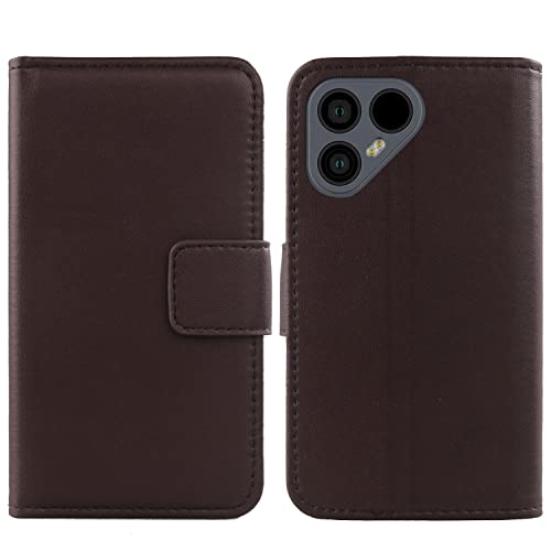 Lankashi Flip Echt Leder Tasche Für Fairphone 4 6.3" TPU Silikon Hülle Lederhülle Handyhülle Handy Tasche Book Brieftasche mit Kartenfächer Schutz Abdeckung Premium Cover Case Etui (Dark Braun) von Lankashi
