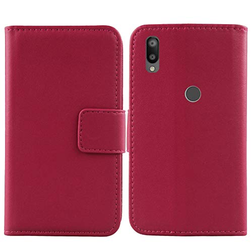 Lankashi Flip Echt Leder Tasche Für Gigaset GS190 6.1" Hülle Lederhülle Handyhülle Handy Tasche Book Brieftasche mit Kartenfächer Schutz Abdeckung Premium Cover Case Etui (Rosa) von Lankashi