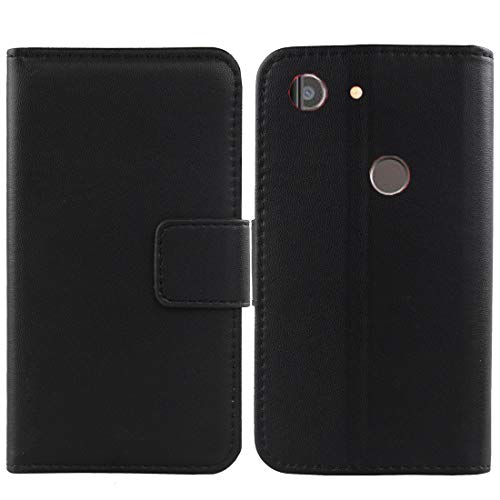 Lankashi Flip Echt Leder Tasche Für Gigaset GS280 5.7 inch Hülle Lederhülle Handyhülle Handy Tasche Book Brieftasche mit Kartenfächer Schutz Abdeckung Premium Cover Case Etui (Schwarz) von Lankashi
