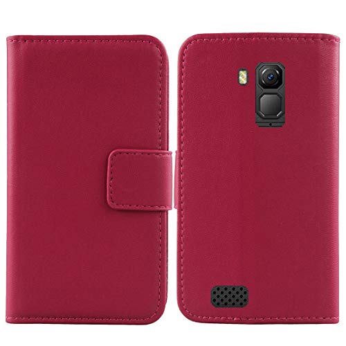 Lankashi Flip Echt Leder Tasche Für Ulefone Armor X7 / X7 Pro Hülle Lederhülle Handyhülle Handy Tasche Book Brieftasche mit Kartenfächer Schutz Abdeckung Premium Cover Case Etui (Rosa) von Lankashi