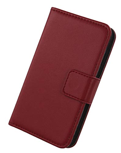 Lankashi Flip Premium Echt Leder Tasche Hülle Für TP-Link Neffos N1 5.5" Lederhülle Handyhülle Schutzhülle Klapphülle Handytasche Handy Schale Etui Brieftasche Wallet Cover Case (Dark Rot) von Lankashi