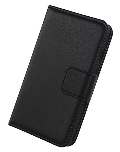 Lankashi Flip Premium Echt Leder Tasche Hülle Für Vernee M5 5.2" Lederhülle Handyhülle Schutzhülle Klapphülle Handytasche Handy Schale Etui Brieftasche Wallet Cover Case (Schwarz) von Lankashi