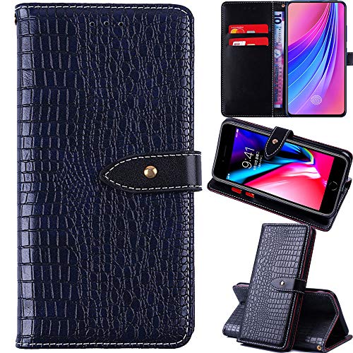 Lankashi Krokodil Muster Blau Leder Tasche Hülle Für Gigaset GS110 6.1" Lederhülle Handyhülle Schutzhülle Handytasche Flip Handy Etui Brieftasche Abdeckung Cover Case von Lankashi