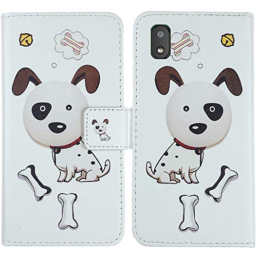 Lankashi PU Flip Book Stand Brieftasche Leder Tasche Hülle Case Cover Handytasche Schutzhülle Etui Skin Holder Für Gigaset GS110 6.1" (Dog Design) von Lankashi