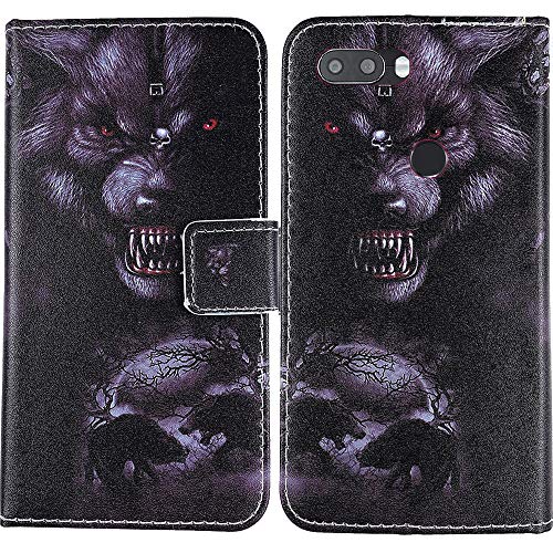 Lankashi PU Flip Book Stand Brieftasche Leder Tasche Hülle Case Cover Handytasche Schutzhülle Etui Skin Holder Für Gigaset GS370 Plus 5.7" (Black Bear Design) von Lankashi