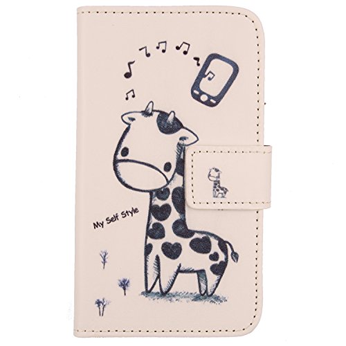 Lankashi PU Flip Leder Tasche Hülle Case Cover Handytasche Schutzhülle Etui Skin Für Gigaset GS110 6.1" (Giraffe Design) von Lankashi