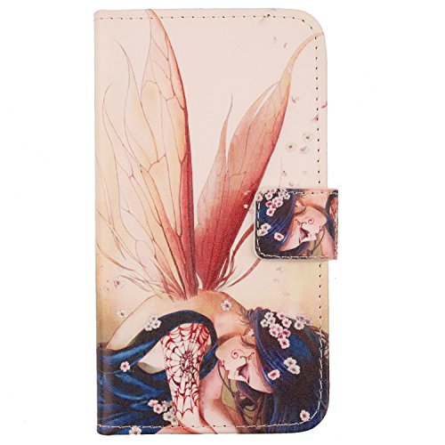 Lankashi PU Flip Leder Tasche Hülle Case Cover Handytasche Schutzhülle Etui Skin Für Gigaset GS110 6.1" (Wing Girl Design) von Lankashi