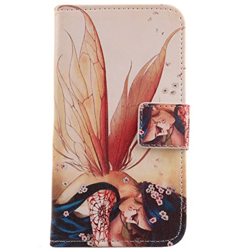 Lankashi PU Flip Leder Tasche Hülle Case Cover Handytasche Schutzhülle Etui Skin Für Gigaset GS290 6.3" (Wing Girl Design) von Lankashi