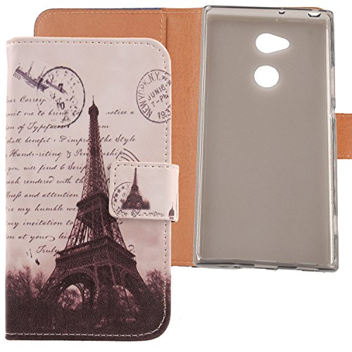Lankashi PU Flip Leder Tasche Hülle Case Cover Handytasche Schutzhülle Etui Skin Für Sony Xperia XA2 Ultra (Stamp Tower Design) von Lankashi
