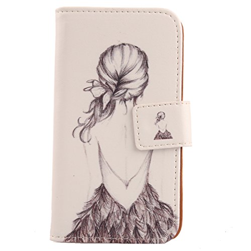 Lankashi PU Flip Leder Tasche Hülle Case Cover Handytasche Schutzhülle Etui Skin Für TTfone TT20 Smart 3G 4" (Back Girl Design) von Lankashi