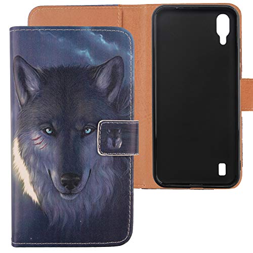 Lankashi PU Flip Leder Tasche Hülle Case Cover Handytasche Schutzhülle Etui Skin TPU Silikon Schale Für Blackview A60 6.1" (Wolf Design) von Lankashi