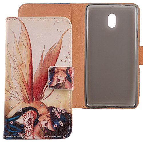 Lankashi PU Flip Leder Tasche Hülle Case Cover Schutz Handy Etui Skin Für Nokia 3 5" (Wing Girl Design) von Lankashi