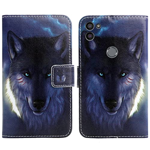 Lankashi PU Flip Leder Tasche Hülle Silikon TPU Case Cover Handytasche Schutzhülle Etui Skin Für Gigaset GS5 6.3" (Wolf Design) von Lankashi