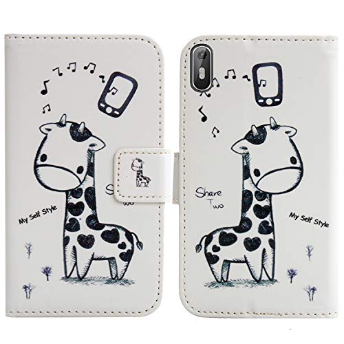 Lankashi PU Flip Leder Tasche Hülle Silikon TPU Case Cover Handytasche Schutzhülle Etui Skin Für Hafury A7 2019 5.5 inch (Giraffe Design) von Lankashi