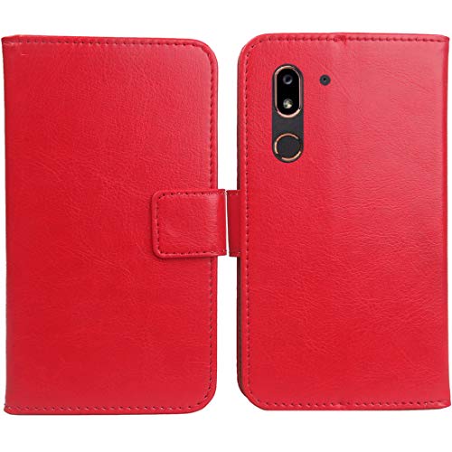 Lankashi PU Leder Tasche Hülle TPU Silikon Für Doro 8050 5.7" Handy Flip Brieftasche Schutz Case Cover Etui Schutzhülle Klapphülle Handytasche (Farbe: Rot) von Lankashi