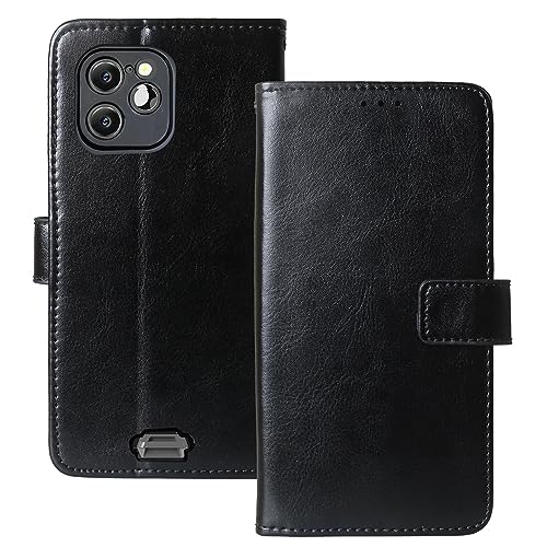 Lankashi Premium Retro Business Flip Book Stand Brieftasche Leder Tasche Schütz Hülle Handy Telefon Case Für Blackview BV8900 Pro 6.5 inch TPU Silikon Abdeckung Wallet Cover Etui Holder (Schwarz) von Lankashi