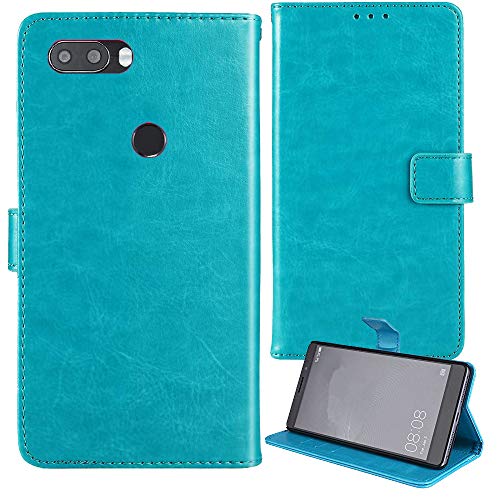 Lankashi Premium Retro Business Flip Book Stand Brieftasche Leder Tasche Schütz Hülle Handy Telefon Case Für Gigaset GS370 Plus 5.7" Abdeckung Wallet Cover Etui Holder (Blau) von Lankashi