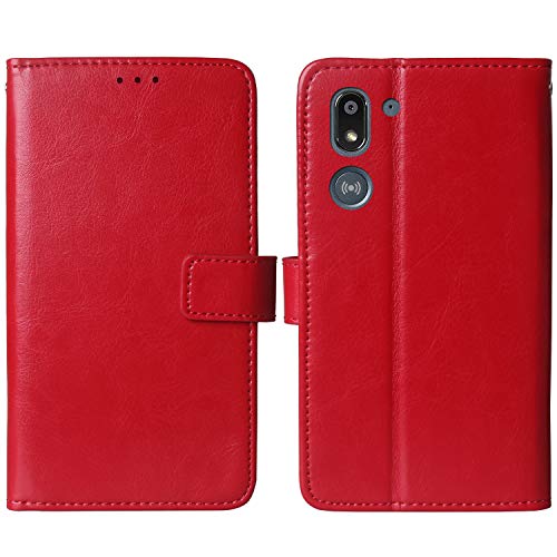 Lankashi Premium Retro Business Flip Book Stand Brieftasche Leder Tasche Schütz Hülle Handy Telefon Case TPU Silikon Für Doro 8050 5.7" Abdeckung Wallet Cover Etui Holder (Rot) von Lankashi