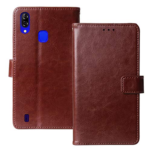 Lankashi Premium Retro Business Flip Book Stand Brieftasche Leder Tasche Schütz Hülle Handy Telefon Case TPU Silikon Schale Für Blackview A60 Pro 6.08" Abdeckung Wallet Cover Etui Holder (Braun) von Lankashi