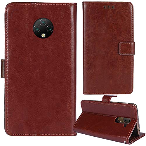 Lankashi Premium Retro Business Flip Book Stand Brieftasche Leder Tasche Schütz Hülle Handy Telefon Case TPU Silikon Schale Für Doogee X95 / X95 Pro 6.52" Abdeckung Wallet Cover Etui Holder (Braun) von Lankashi