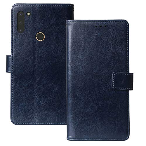 Lankashi Premium Retro Business Flip Stand Brieftasche Leder Tasche Schütz Hülle Handy Telefon Case TPU Silikon Schale Für Gigaset GS4 / GS4 Senior Abdeckung Wallet Cover Etui (Dark Blau) von Lankashi