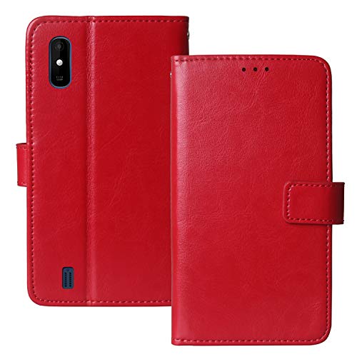 Lankashi Premium Retro Business Flip Stand Brieftasche Leder Tasche Schütz Hülle Handy Telefon Case TPU Silikon Schale Für Wiko Y81 6.22" Abdeckung Wallet Cover Etui (Rot) von Lankashi