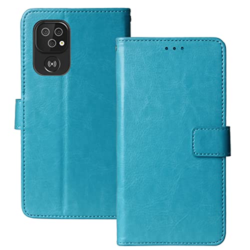 Lankashi Premium Retro Flip Book Stand Brieftasche Leder Tasche Schütz Hülle Handy Telefon Case Für Doro 8100/8100 Plus / 8110/8110 Plus TPU Silikon Abdeckung Wallet Cover Etui Holder (Blau) von Lankashi