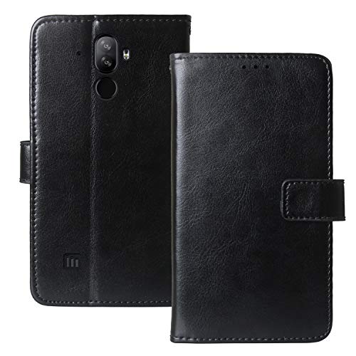 Lankashi Premium Retro Flip Book Stand Brieftasche Leder Tasche Schütz Hülle Handy Telefon Case TPU Silikon Schale Für Doogee S40 / S40 Lite / S40 Pro Abdeckung Wallet Cover Etui Holder (Schwarz) von Lankashi