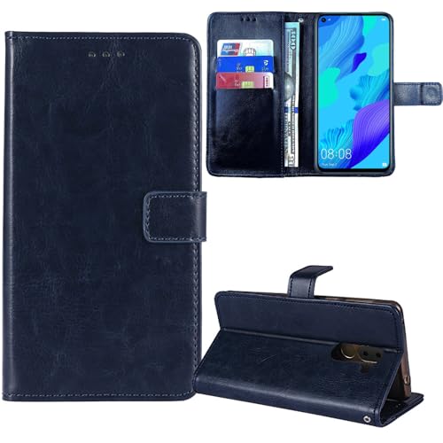 Lankashi Premium Retro Flip Leder Tasche Schütz Hülle Handy Telefon Case Für Amplicomms M510-C / M510-M 5" Abdeckung Wallet Cover Etui Holder (Dark Blau) von Lankashi