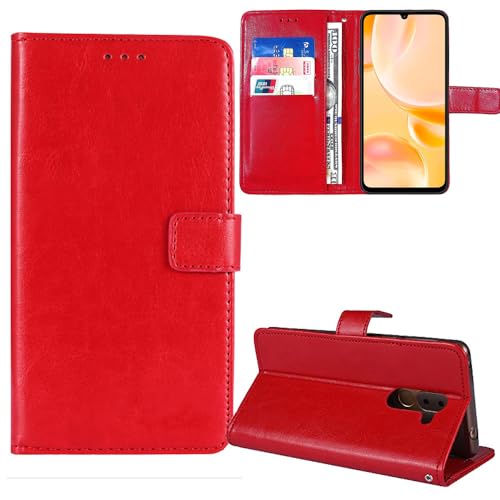 Lankashi Premium Retro Flip Leder Tasche Schütz Hülle Handy Telefon Case Für STK X4 / STK X4 (5G) 6.78" Abdeckung Wallet Cover Etui Holder (Rot) von Lankashi