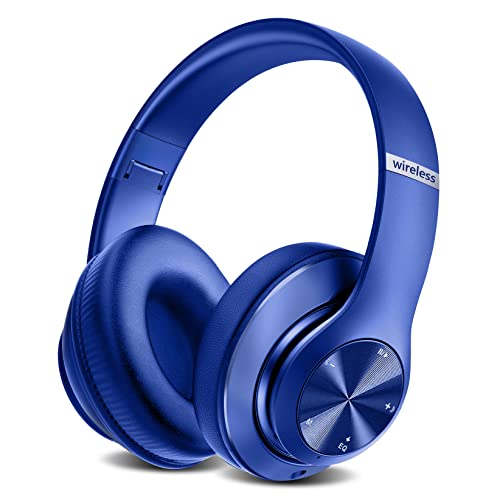 Lankey Sound Bluetooth Kopfhörer Over-Ear, 65 Stunden Spielzeit, Kopfhörer Kabellos Bluetooth mit 6 EQ-Modi, HiFi Stereo Faltbare Kopfhörer mit Mikrofon für Reisen/Studium/Transport, Blau von Lankey Sound