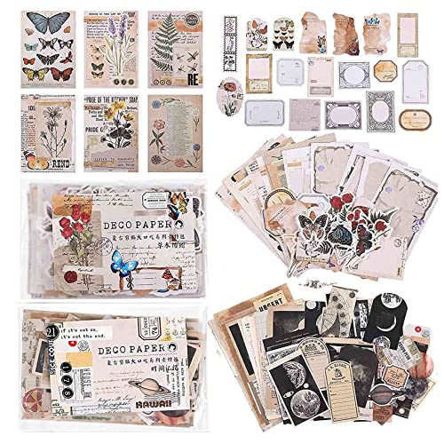 Lanonvy 400 StüCk Scrapbooking Bedarf Tagebuch Schreiben Vintage Scrapbook Aufkleber Selbstklebende Sammelalbum Washi Aufkleber für Album Kunst von Lanonvy