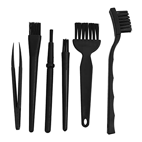 Lanonvy 6 in 1 Kunststoff Kleine Tragbare Nylon Anti- bürsten Reinigungs Tastatur bürsten Kit, Schwarz (Reißverschluss Tasche) von Lanonvy