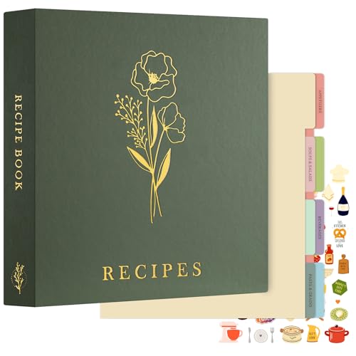 Lanpn A4 Rezepte Ordner für Kochrezepte, 3 Ringen DIY Kochbuch Selbst Schreiben, Rezeptbuch zum Selberschreiben, Recipe Binder Rezeptordner mit 8 Trennblättern und 2 Aufklebern, Grün Lanpn A4 Rezepte Ordner für Kochrezepte, 3 Ringen DIY Kochbuch Selbst Schreiben, Rezeptbuch zum Selberschreiben, Recipe Binder Rezeptordner mit 8 Trennblättern und 2 Aufklebern, Grün von Lanpn