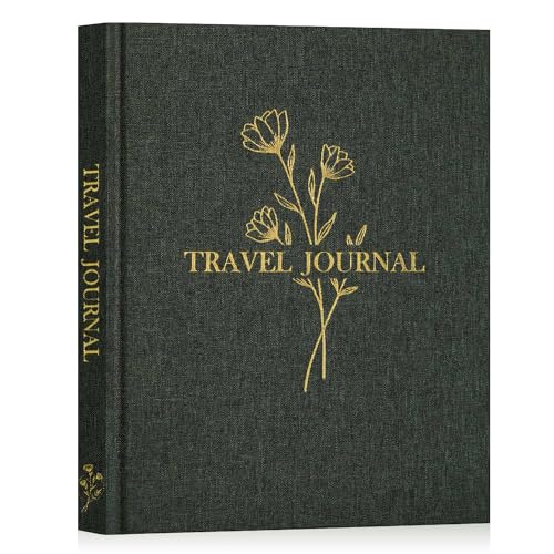 Lanpn Reisetagebuch Notizbuch 110 Seiten, Leinen Reisetagebuch zum Ausfüllen Fotobuch Reisejournal mit Aufforderungen, Reisebuch Urlaub Journal Jubiläums Reise Geschenke (Grün) von Lanpn