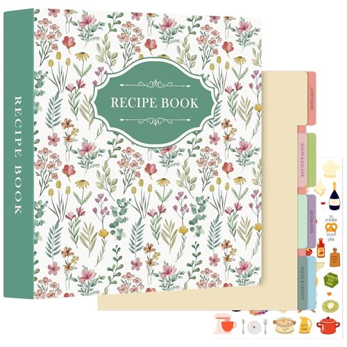 Lanpn Rezepte Ordner 3 Ringen für Kochrezepte, A4 Kochbuch Selbst Schreiben, DIY Recipe Binder Rezeptordner mit 8 Trennblättern und 2 Aufklebern, Leder Rezeptbuch zum Selberschreiben, Grün Lanpn Rezepte Ordner 3 Ringen für Kochrezepte, A4 Kochbuch Selbst Schreiben, DIY Recipe Binder Rezeptordner mit 8 Trennblättern und 2 Aufklebern, Leder Rezeptbuch zum Selberschreiben, Grün von Lanpn