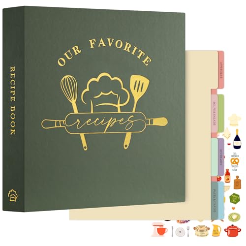 Lanpn Rezepte Ordner 3 Ringen für Kochrezepte, A4 Kochbuch Selbst Schreiben, DIY Rezeptbuch zum Selberschreiben, Recipe Binder Rezeptordner mit 8 Trennblättern und 2 Aufklebern, Grün Lanpn Rezepte Ordner 3 Ringen für Kochrezepte, A4 Kochbuch Selbst Schreiben, DIY Rezeptbuch zum Selberschreiben, Recipe Binder Rezeptordner mit 8 Trennblättern und 2 Aufklebern, Grün von Lanpn