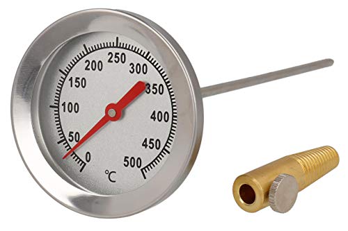 Lantelme 500°C Grad Pizzaofen Thermometer mit 15cm langer Edelstahl Sonde zur Garraum Temperaturmessung für Ofen wie Backofen Holzofen Grill und Smoker BBQ (15cm Sonde) von Lantelme